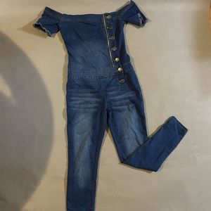Jean Off the shoulder jumpsuit
